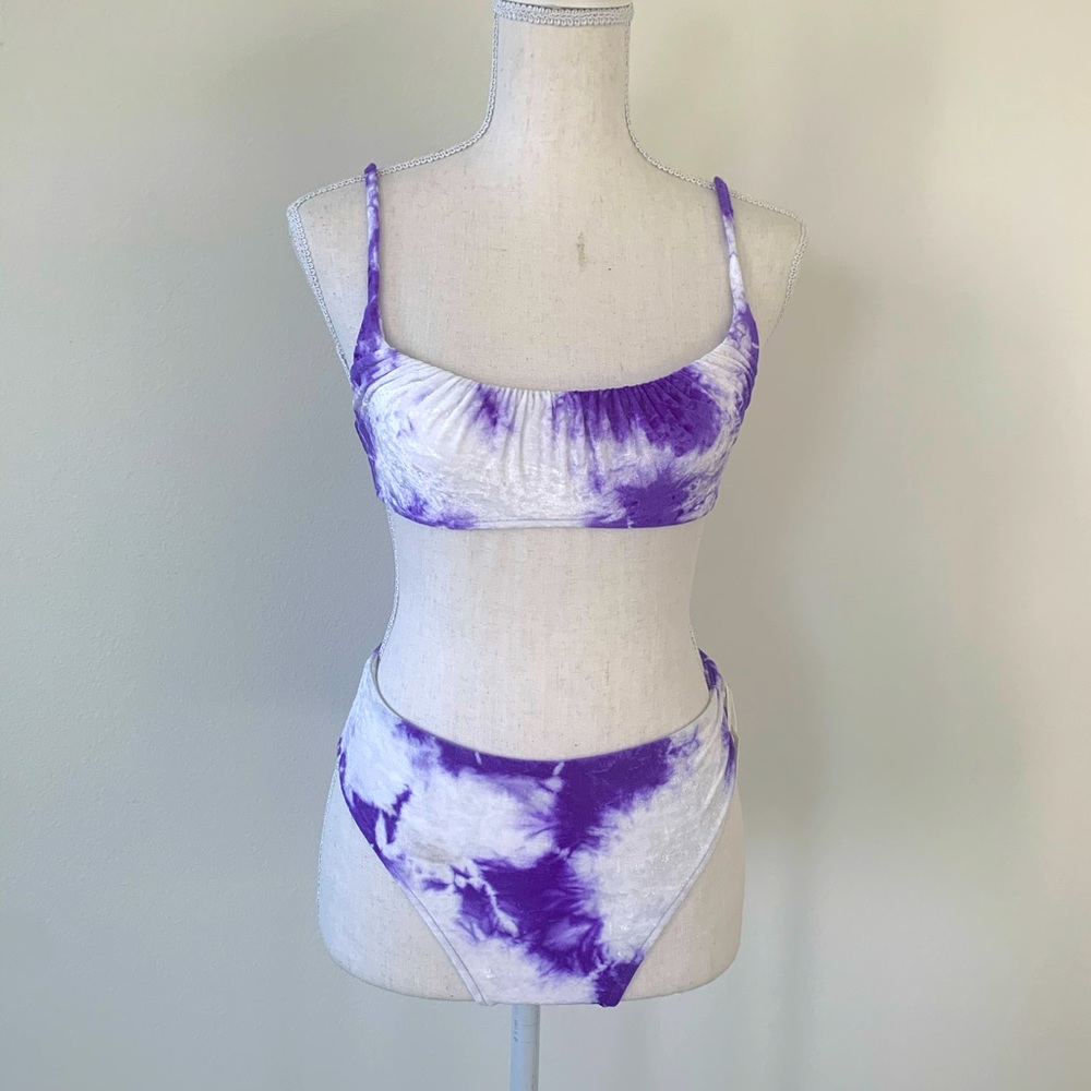 Frankies Purple Velvet Tie Die Bikini Set Medium
